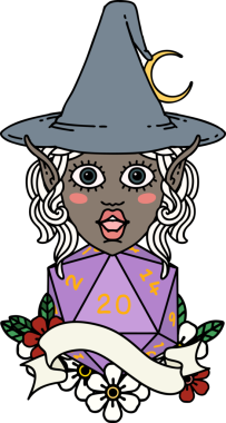 Retro Dövme Biçimli elf karakteri Bir insan tarafından çizilmiş doğal yirmi zar atışıyla