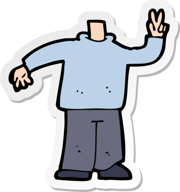 Bir insan tarafından çizilmiş barış işareti veren karikatür çıkartması.