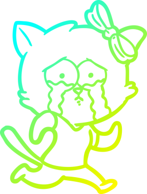 Bir insan tarafından çizilen çizgi film kedisinin soğuk gradyan çizgisi.