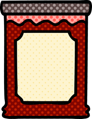 Bir insan tarafından çizilmiş tuhaf bir çizgi roman tarzı yaban mersini reçeli.