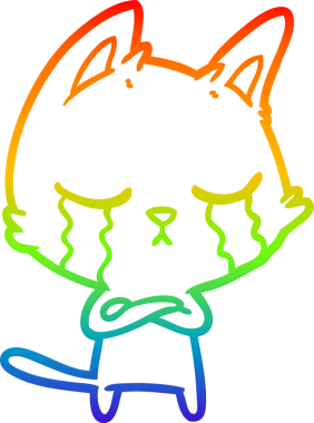 Bir insan tarafından çizilmiş ağlayan çizgi film kedisinin çizimi.