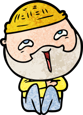 Bir insan tarafından çizilmiş mutlu sakallı bir adam.