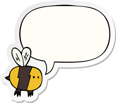 Bir insan tarafından çizilmiş konuşma balonu çıkartmalı çizgi film arısı.