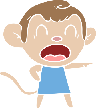 Bir insan tarafından çizilmiş düz renkli çizgi film maymunu