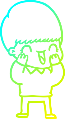 Bir insan tarafından çizilmiş mutlu çizgi film çocuğu çizimi.