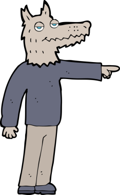 Çizgi filmdeki kurt adam insan tarafından çizilmiş.