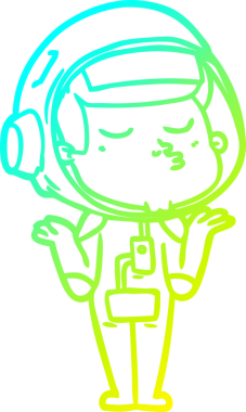 Bir insan tarafından çizilmiş kendinden emin bir astronotun soğuk çizgi çizimi.