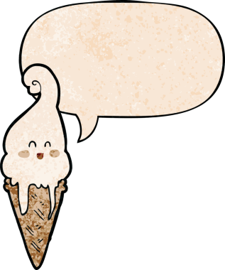 Bir insan tarafından çizilmiş eski moda konuşma baloncuklu çizgi film dondurması.