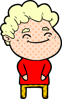 Bir insan tarafından çizilmiş çizgi film dostu bir adam.