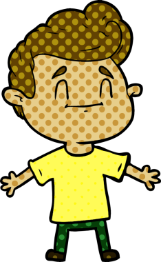 Bir insan tarafından çizilmiş mutlu çizgi film adamı.