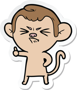 Bir insan tarafından çizilmiş kızgın bir maymunun çıkartması.