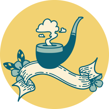 Bir insan tarafından çizilmiş sigara içen piposunun pankartı olan dövme biçimi simgesi