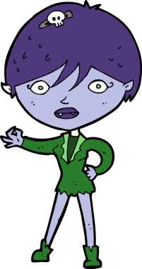 Bir insan tarafından çizilmiş vampir kız çizgi filmi.