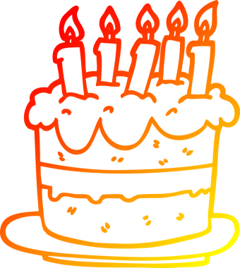 Bir insan tarafından çizilmiş bir doğum günü pastasının sıcak gradyan çizimi