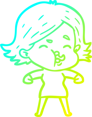 Bir insan tarafından çizilmiş bir karikatür kızı çizimi.