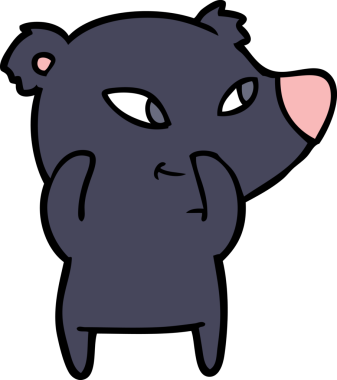 Bir insan tarafından çizilmiş sevimli çizgi film ayısı.