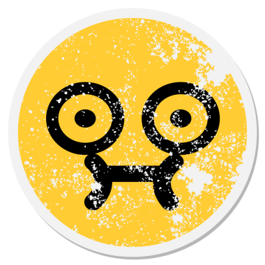 bir insan tarafından çizilmiş rahatsız edici bakışlı dairesel çıkartma