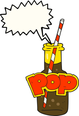 Bir insan tarafından çizilmiş serbest konuşma balonu karikatürü köpüklü içecek şişesi.