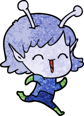 Bir insan tarafından çizilmiş uzaylı kız.