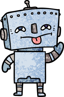 Bir insan tarafından çizilmiş çizgi film robotu