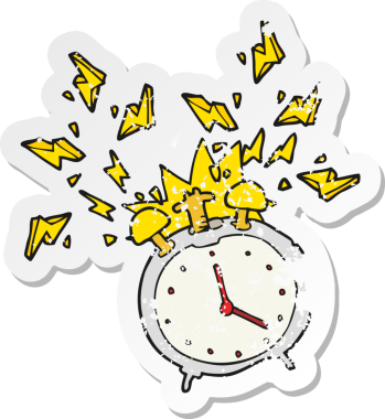 Bir insan tarafından çizilmiş bir çizgi filmin gerilimli çalar saati.