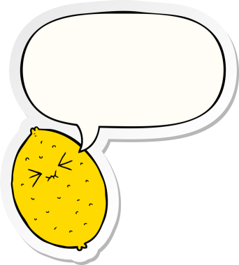 Bir insan tarafından çizilmiş baloncuk çıkartmalı acı limon.