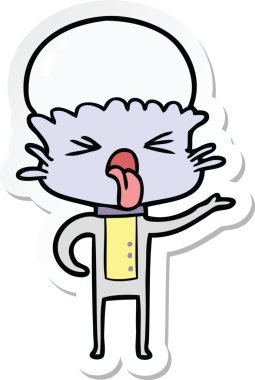 Bir insan tarafından çizilmiş iğrenç bir çizgi film uzaylısının çıkartması.