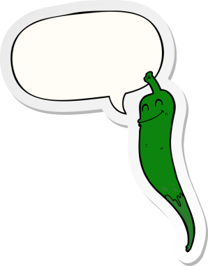 Bir insan tarafından çizilmiş konuşma kabarcığı etiketli kırmızı biber çizgi filmi.