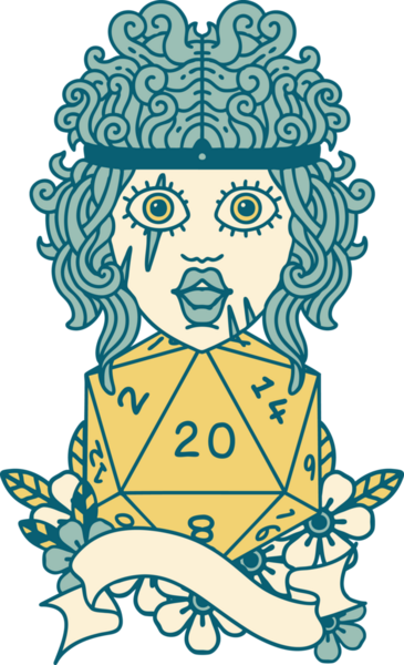 Retro Dövme Tarzı İnsan Barbarlığı Bir insan tarafından çizilmiş doğal 20 zar ile