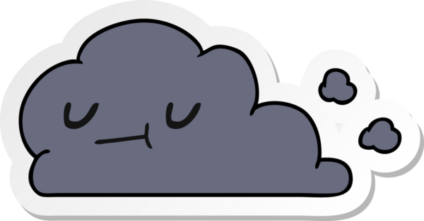 Bir insan tarafından çizilmiş, Kawaii 'nin mutlu bulutunun karikatür çizimi