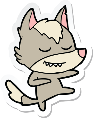 Bir insan tarafından çizilmiş dost canlısı bir kurt dansçının çıkartması.