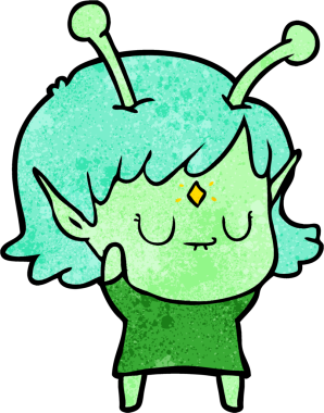 Bir insan tarafından çizilmiş uzaylı kız.