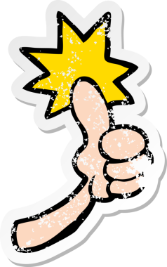 Bir insan tarafından çizilmiş karikatür çıkartması.