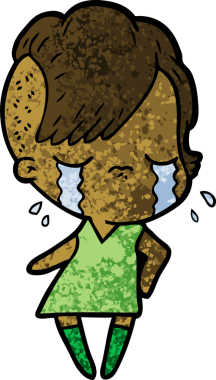 Bir insan tarafından çizilmiş ağlayan bir kız.