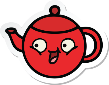 Bir insan tarafından çizilmiş şirin bir çaydanlığın çıkartması.