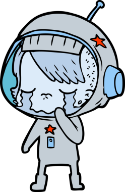 Bir insan tarafından çizilmiş ağlayan astronot kız.