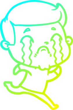 Bir insan tarafından çizilmiş ağlayan bir çizgi film karakteri çizimi.