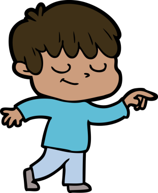 Bir insan tarafından çizilmiş mutlu çocuk çizgi filmi.