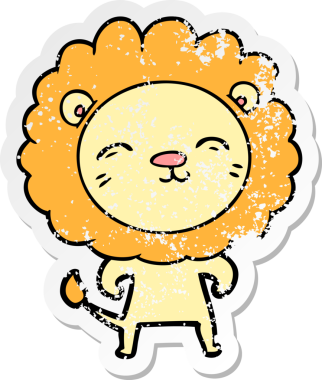 Bir insan tarafından çizilmiş karikatür aslanının sıkıntılı çıkartması.