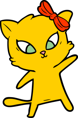 Bir insan tarafından çizilmiş çizgi film kedisi.