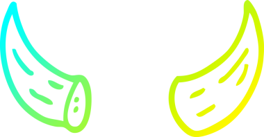 Bir insan tarafından çizilmiş karikatür boynuzlarının soğuk gradyan çizgisi