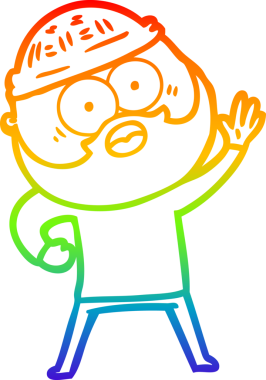 Gökkuşağı gradyan çizgi çizimi bir insan tarafından çizilmiş sakallı bir adamın