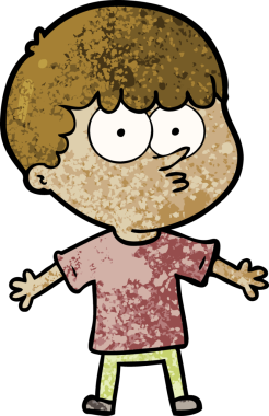 Bir insan tarafından çizilmiş meraklı bir çocuk.