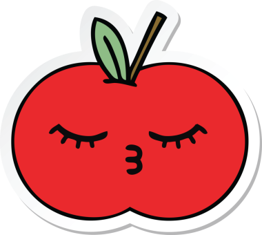 Bir insan tarafından çizilmiş kırmızı bir çizgi filmin çıkartması.