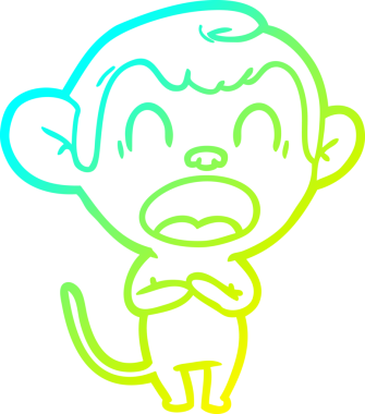 Bir insan tarafından çizilmiş esneyen çizgi film maymunu çizimi.