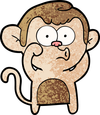 Bir insan tarafından çizilmiş korna çalan maymun.