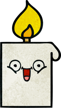 Bir insan tarafından çizilmiş yanan bir mumun retro grunge desen karikatürü