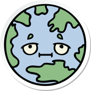 Bir insan tarafından çizilmiş şirin bir çizgi film gezegeninin çıkartması.