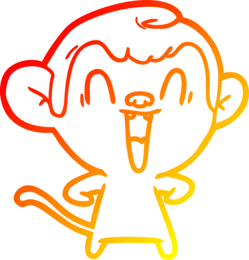 Bir insan tarafından çizilmiş gülen maymun çizgi çizimi.