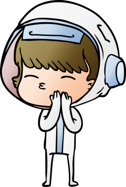 Bir insan tarafından çizilmiş meraklı astronot çizgi filmi.